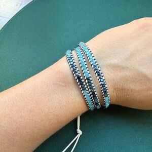 [SOLD] Boho Wrap Bracelet Blue Crystal Beads with blue and turquoise beads